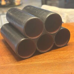 VTG textured leather 5-slot Bottle Pyramid Countertop Wine Rack, felt lining